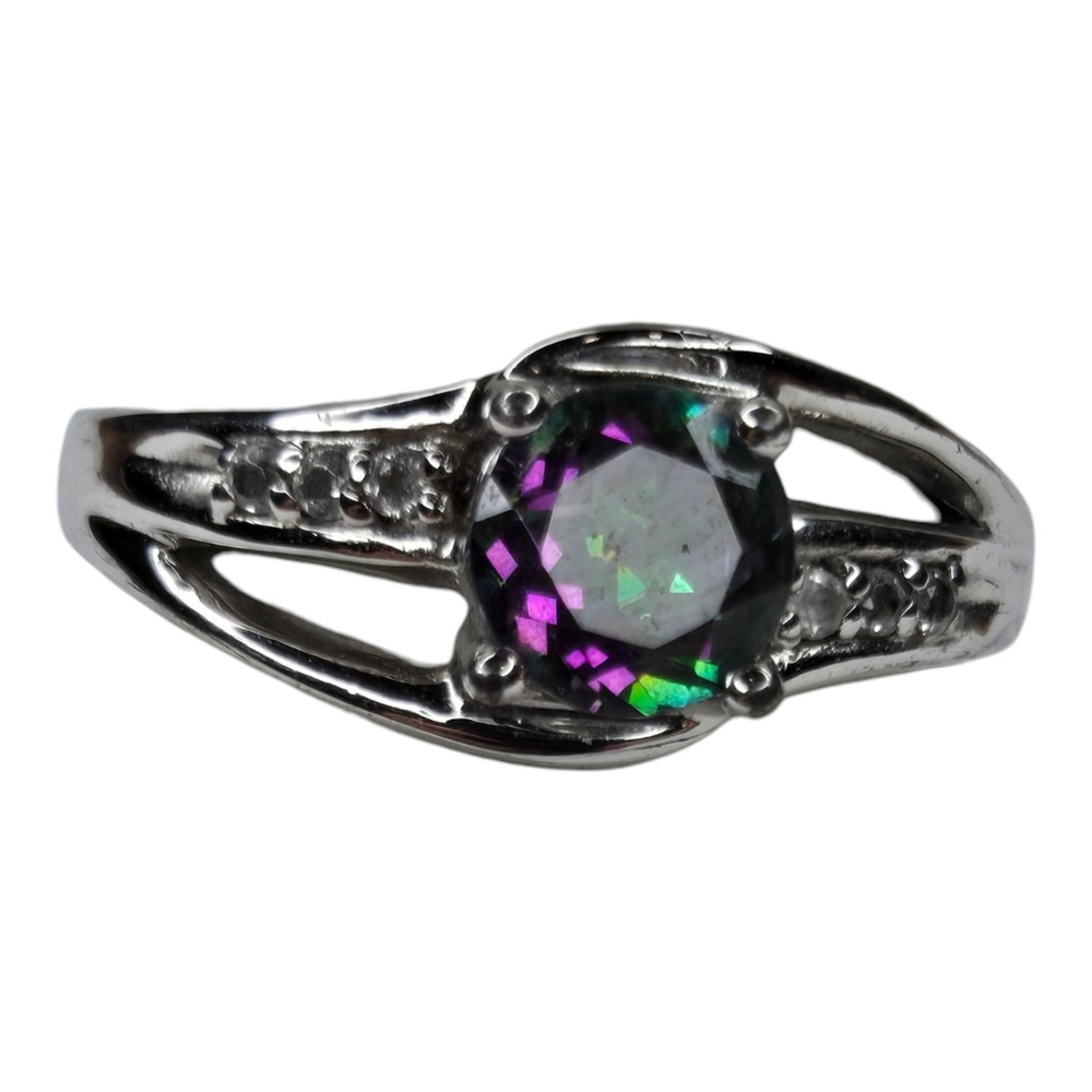 BGE Ring Sterling Silver 925 Size 6.5 Multicolor Mystic Topaz Bypass Band‎